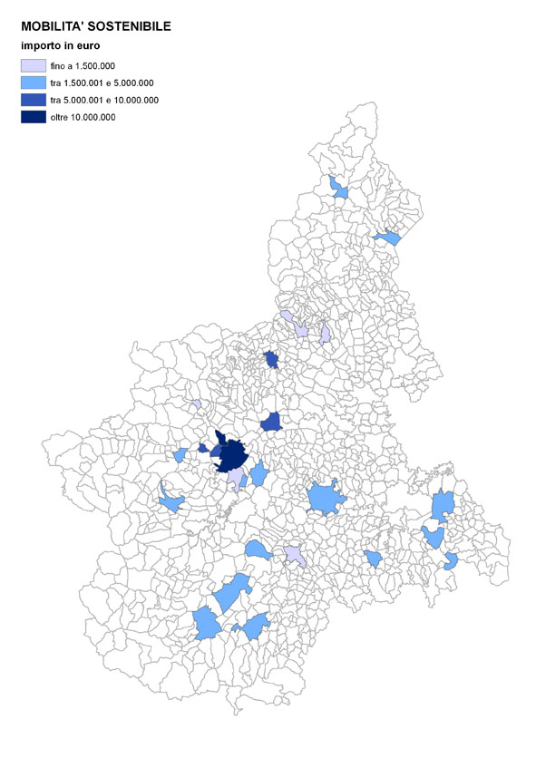 Importo interventi per comune - MOBILIT&Agrave; SOSTENIBILE